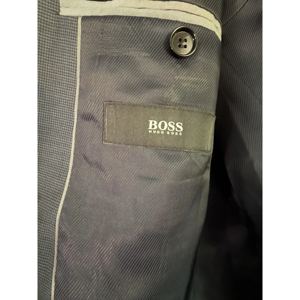 Hugo Boss Suit Mens 42 38x31 Gray Super 100 Wool 2 Piece Jacket Pants FLAWS